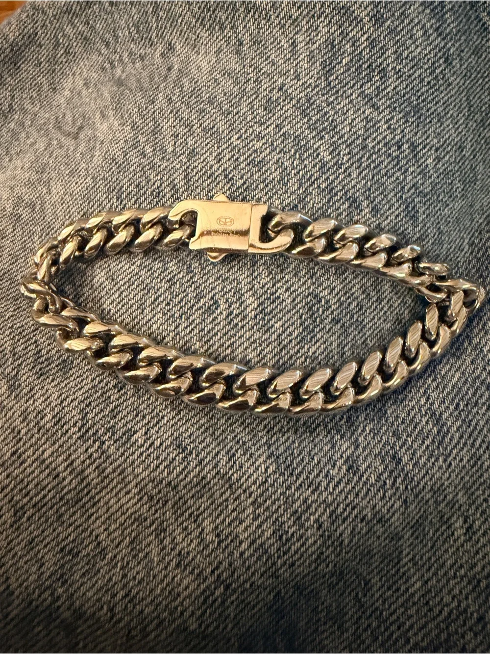 Chunky Silver Chain Bracelet - Classic Cuban Link marked SLC Stainless steel